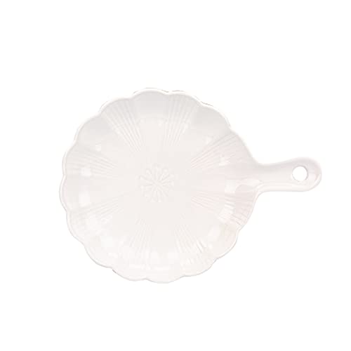 EUXHTYWP Ofenbackformen, Keramik-Backform, Keramik-Kuchenform, Porzellan-Backgeschirr, Serviergeschirr for den Ofen, Lasagneformen, Auflaufform, Quicheform, runde Blütenblattform, 1 Stück(White) von EUXHTYWP