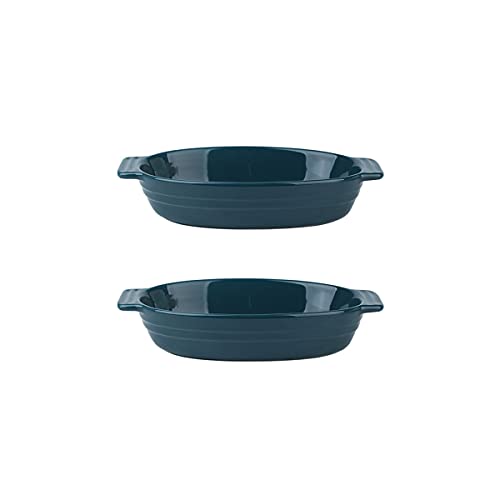 EUXHTYWP Ofenbackformen, Keramik-Backformen-Set, 2 Stück, rechteckige Backformen, Ofenform, Serviergeschirr-Set for Tapas, Auflauf, Braten, Kochgeschirr for den Ofen(Blue,L) von EUXHTYWP