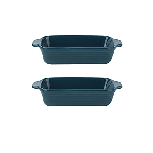 EUXHTYWP Ofenbackformen, Keramik-Backformen-Set, 2 Stück, rechteckige Backformen, Ofenform, Serviergeschirr-Set for Tapas, Auflauf, Braten, Kochgeschirr for den Ofen(Blue,M) von EUXHTYWP