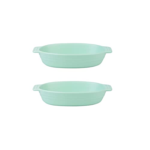 EUXHTYWP Ofenbackformen, Keramik-Backformen-Set, 2 Stück, rechteckige Backformen, Ofenform, Serviergeschirr-Set for Tapas, Auflauf, Braten, Kochgeschirr for den Ofen(Green,L) von EUXHTYWP