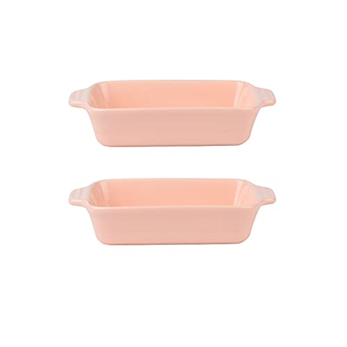 EUXHTYWP Ofenbackformen, Keramik-Backformen-Set, 2 Stück, rechteckige Backformen, Ofenform, Serviergeschirr-Set for Tapas, Auflauf, Braten, Kochgeschirr for den Ofen(Pink,M) von EUXHTYWP