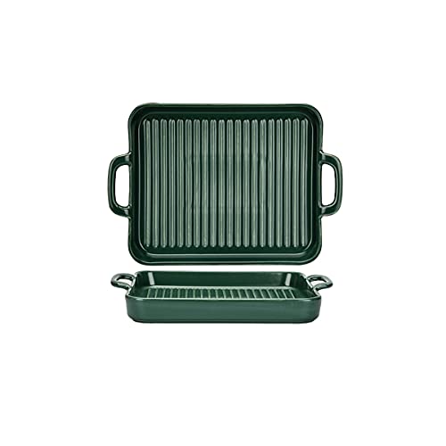 EUXHTYWP Ofenbackformen, Serie Bake, rechteckiges Backformen-Set, 2er-Set, Ofen-auf-Tisch-Backform mit Keramikgriffen, ideal for Lasagne/Kuchen/Auflauf/Tapas(Green,10in) von EUXHTYWP