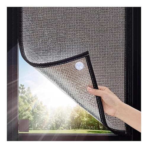 Fenster-Isolierset, wiederverwendbares, wärmeisoliertes Fenster, Verdunkelungsrollos, kühlende Sichtschutzfolie, reflektierende Folienisolierung, stanzfrei mit Saugnapf for Zuhause(160x100cm/63x39in) von EUXHTYWP