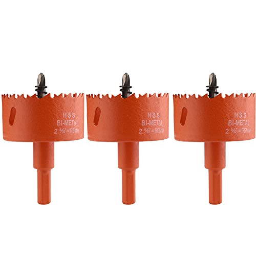 Metall-Lochsäge, 3 Stück HSS-Bimetall-Lochsäge, Durchmesser 53–70 mm, geeignet for Holzplatten, weiche Metallbleche, Trockenbauwände und Kunststoff(Diameter 55mm) von EUXHTYWP