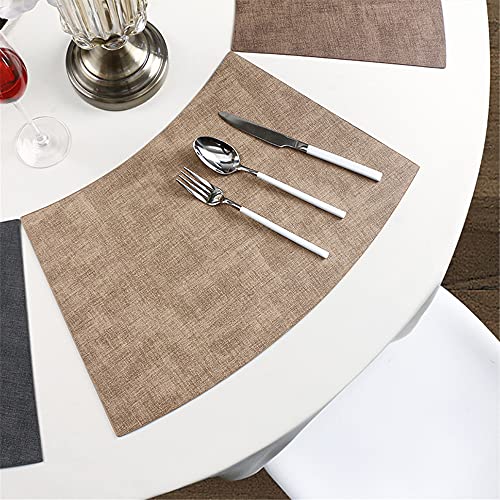 Platzset,2-teiliges rundes Hoteltischset aus Leder, europäisches fächerförmiges wasserdichtes, öl- und hitzebeständiges Tischset-Khaki Platzset,2-teiliges rundes Hoteltischset aus Leder, europäisches fächerförmiges wasserdichtes, öl- und hitzebeständiges Tischset-Khaki von EUYIMOMO