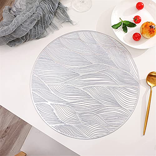 Platzset,Kreatives Meteor-Muster hohles rundes Tischset, Küche einfache Wärmedämmung Anti-Verbrühungs-Pad 8 Stück-Silber von EUYIMOMO