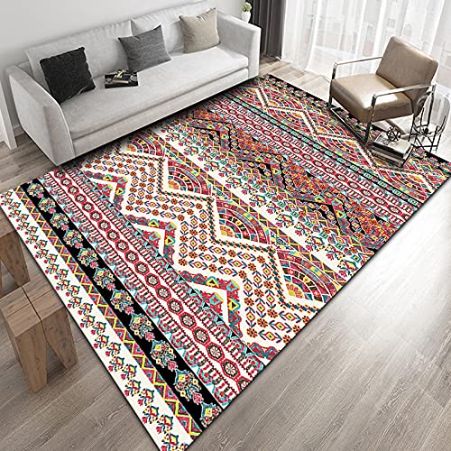 EUYXCRV Marokkanischer Stil Teppich Schlafzimmer Wohnzimmer Küche, Kristall-Samt-Teppich, Linie Serie Couchtischmatte, Nachttischdecke 120 x 160 cm von EUYXCRV