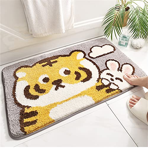 EUYXCRV Saugfähiger Teppich Mit Cartoon-Tiger, rutschfeste Bodenmatte Für Das Badezimmer Zu Hause, Fußmatte Für Das Badezimmer 40x60cm von EUYXCRV