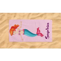 Personalisierte Kinder Mermaid Strandtücher Benutzerdefinierte Familien-Sommer-Geschenk Mädchen Strand Jungen Handtücher von EUtshirt