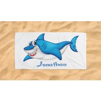 Personalisierte Kinder Strandtücher Hai Benutzerdefinierte Name Familie Sommer Geschenk Mädchen Strand Jungen Handtücher von EUtshirt