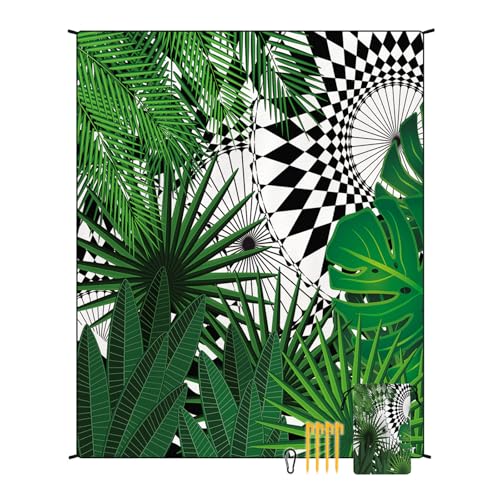 EUxrbanime Stranddecke 180 x 220 cm Sanddichte, wasserdichte Strandmatte, große Camping-Picknickdecke mit 1 Aufbewahrungstasche und 4 Befestigungsnägeln von EUxrbanime