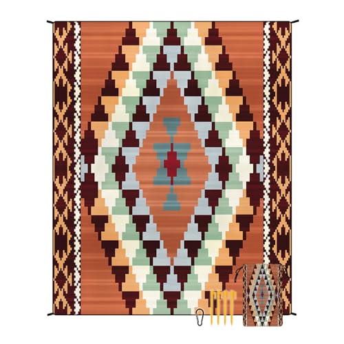 EUxrbanime Stranddecke 180 x 220 cm Sanddichte, wasserdichte Strandmatte, große Camping-Picknickdecke mit 1 Aufbewahrungstasche und 4 Befestigungsnägeln von EUxrbanime