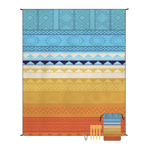 EUxrbanime Stranddecke 180 x 220 cm Sanddichte, wasserdichte Strandmatte, große Camping-Picknickdecke mit 1 Aufbewahrungstasche und 4 Befestigungsnägeln von EUxrbanime