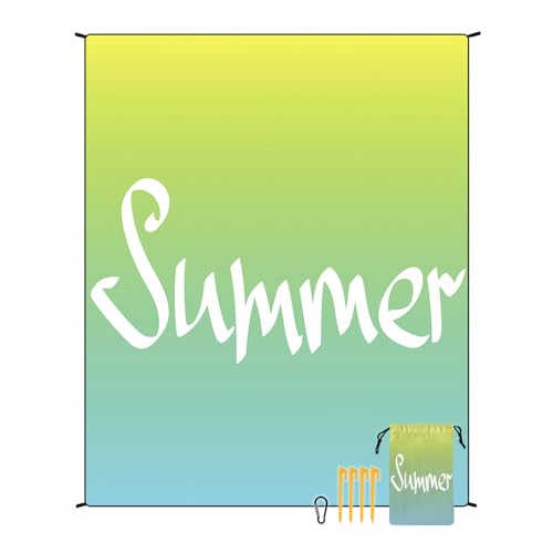 EUxrbanime Stranddecke 180 x 220 cm Sanddichte, wasserdichte Strandmatte, große Camping-Picknickdecke mit 1 Aufbewahrungstasche und 4 Befestigungsnägeln von EUxrbanime