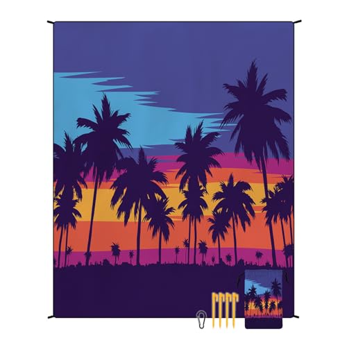 EUxrbanime Stranddecke 180 x 220 cm Sanddichte, wasserdichte Strandmatte, große Camping-Picknickdecke mit 1 Aufbewahrungstasche und 4 Befestigungsnägeln von EUxrbanime