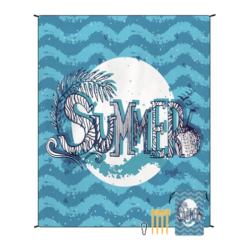 EUxrbanime Stranddecke 180 x 220 cm Sanddichte, wasserdichte Strandmatte, große Camping-Picknickdecke mit 1 Aufbewahrungstasche und 4 Befestigungsnägeln von EUxrbanime