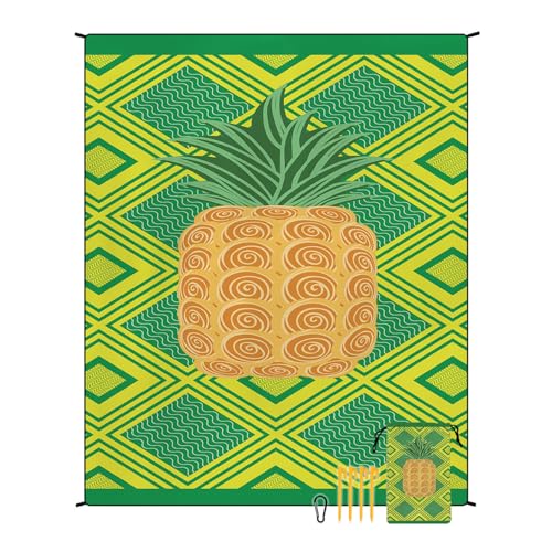 EUxrbanime Stranddecke 180 x 220 cm Sanddichte, wasserdichte Strandmatte, große Camping-Picknickdecke mit 1 Aufbewahrungstasche und 4 Befestigungsnägeln von EUxrbanime