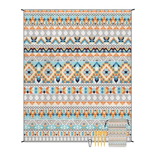 EUxrbanime Stranddecke 180 x 220 cm Sanddichte, wasserdichte Strandmatte, große Camping-Picknickdecke mit 1 Aufbewahrungstasche und 4 Befestigungsnägeln von EUxrbanime