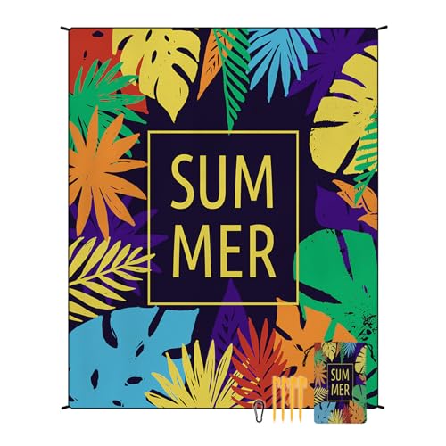 EUxrbanime Stranddecke 180 x 220 cm Sanddichte, wasserdichte Strandmatte, große Camping-Picknickdecke mit 1 Aufbewahrungstasche und 4 Befestigungsnägeln von EUxrbanime