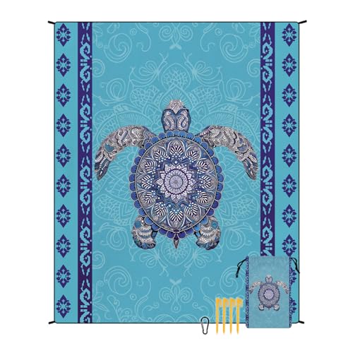 EUxrbanime Stranddecke 180 x 220 cm Sanddichte, wasserdichte Strandmatte Camping-Picknickdecke mit 1 Aufbewahrungstasche und 4 Befestigungsnägeln von EUxrbanime
