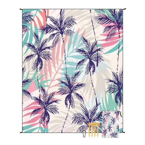 EUxrbanime Stranddecke 180 x 220 cm Sanddichte, wasserdichte Strandmatte Camping-Picknickdecke mit 1 Aufbewahrungstasche und 4 Befestigungsnägeln von EUxrbanime