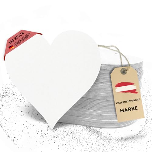 EV® Bierdeckel Pappe - 100 Stück, Herzförmig (9,3 x 9,3 cm) - Made in Germany - Blanko Untersetzer zum Bemalen & Basteln - Das Perfekte DIY Set für Kreative Köpfe von EV Home Creations
