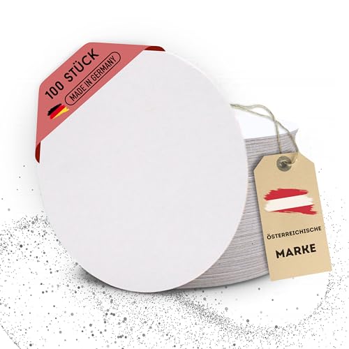 EV® Bierdeckel Pappe - 100 Stück, Rund (Ø 10,7 cm) - Made in Germany - Blanko Untersetzer zum Bemalen & Basteln - Das Perfekte DIY Set für Kreative Köpfe von EV Home Creations