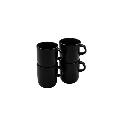 EVA SOLO Nordic Kitchen Kaffeetasse | 40 cl Keramiktasse | 4 Stück | spülmaschinen- und mikrowellengeeignet | schwarzes Steingut | dänisches Design, Funktionalität und Qualität | Schwarz von EVA SOLO
