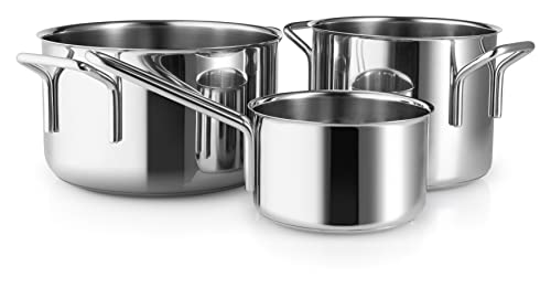 Eva Trio | Stainless Steel Topfset 3 St. 1,1 l 2,2 l 3,6 l |Komplettes Topfset, das jeden Bedarf beim täglichen Kochen abdeckt | Polished steel von EVA SOLO