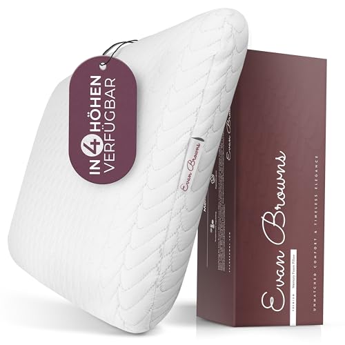 EVAN BROWNS® Nackenkissen Memory Foam - Nackenstützkissen 67x35x8,5 cm - Komfortables & ergonomisches Kopfkissen für Seiten-und Rückenschläfer - Orthopädisches Kissen - ideal für Bezüge 40x80cm von EVAN BROWNS