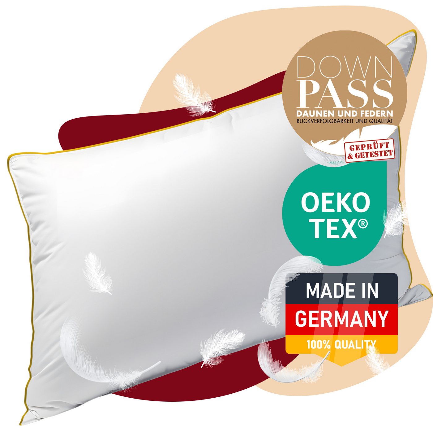 EVAN BROWNS 3-Kammer-Kopfkissen Daunenkissen mit Daunen & Federn - weiches Federkissen, Hergestellt in Deutschland, für Allergiker geeignet EVAN BROWNS 3-Kammer-Kopfkissen Daunenkissen mit Daunen & Federn - weiches Federkissen, Hergestellt in Deutschland, für Allergiker geeignet von EVAN BROWNS