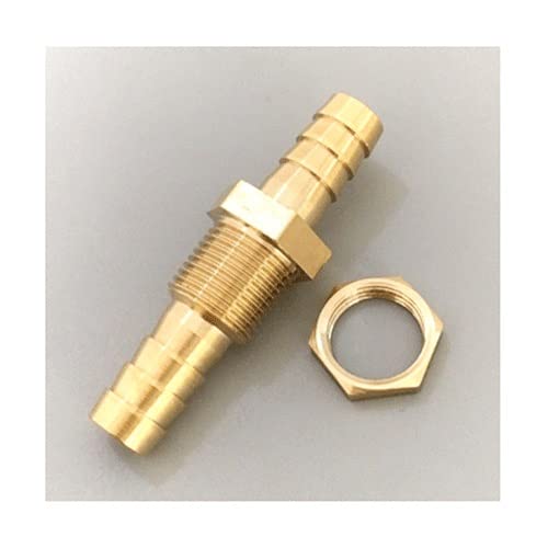 EVANEM 1 Stück Messing Gerade Schottverschraubungen, 6 Mm 8 Mm 10 Mm 12 Mm Barb Tail Schlauch Kupferrohrverschraubung Kupplung for Luft-Wasser-Anschluss Adaptergelenk (Size : 19mm-19mm Barb) von EVANEM