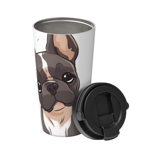 EVANEM Isolierter Reisebecher mit französischer Bulldogge, Edelstahl, 705 ml, doppelwandig, hält warm/kalt, perfekt für Reisen, Büro, Geschenke von EVANEM
