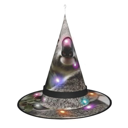 EVANEM Koala-Halloween-Hexenhut, 3 Farbwechsel, leuchtender Hexenhut, Halloween-Dekoration, Hut für Damen von EVANEM