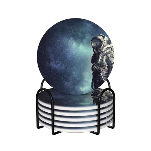 EVANEM Untersetzer für Getränke Keramik Untersetzer 6er Set Getränkeuntersetzer mit Metallhalter Weltraum Galaxie Astronaut Tasse Untersetzer Kork Rückseite Stein Untersetzer für Hochzeit Home Decor EVANEM Untersetzer für Getränke Keramik Untersetzer 6er Set Getränkeuntersetzer mit Metallhalter Weltraum Galaxie Astronaut Tasse Untersetzer Kork Rückseite Stein Untersetzer für Hochzeit Home Decor von EVANEM