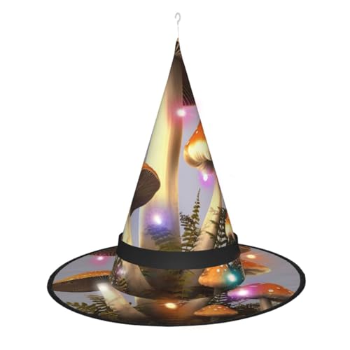 Essbare Pilze, Halloween-Lichter, Hexenhüte, 3 Farbwechsel, leuchtender Hexenhut, Halloween-Dekoration, Hut für Frauen von EVANEM