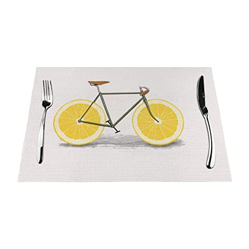 PVC Tischsets für Esstisch Wasserdichte Tischmatte Orange Fahrrad Isolierung Platzsets Durable PVC Weave Pad Outdoor Indoor Hitzebeständige Matten von EVANEM