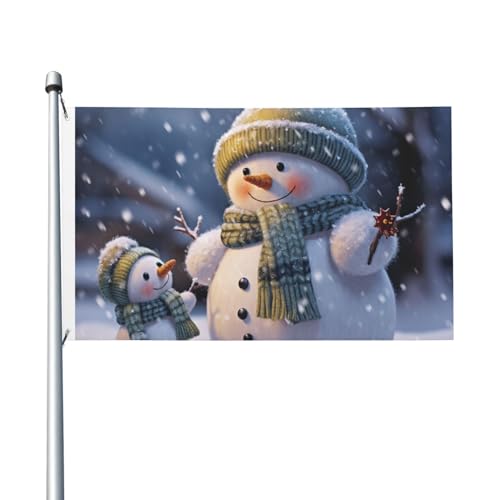 Winter-Schneemann bedruckte Flagge, Einheitsgröße, langlebig, schnell trocknend, doppelseitig, Standardflagge mit Messingösen, Hof, Gartendekoration, großes Banner von EVANEM