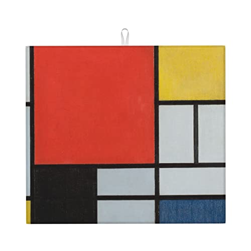 Zusammensetzung in rot, gelb, blau und schwarz, Abtropfmatten für Küchentheke, super saugfähige Geschirrmatte, wendbares Abtropfgestell, 40,6 x 45,7 cm von EVANEM