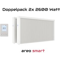 Elektroheizung Doppelpack 2x 2600 Watt Flächenspeicherheizung areo smart - digitales Thermostat mit LCD-Display - Option zur Appsteuerung von Evarmo von EVARMO