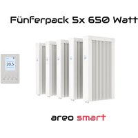 Elektroheizung Fünferpack 5x 650 Watt Flächenspeicherheizung areo smart - digitales Thermostat mit LCD-Display - Option zur Appsteuerung von Evarmo Elektroheizung Fünferpack 5x 650 Watt Flächenspeicherheizung areo smart - digitales Thermostat mit LCD-Display - Option zur Appsteuerung von Evarmo von EVARMO