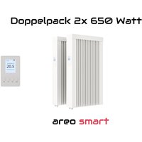 Evarmo - Elektroheizung Doppelpack 2x 650 Watt Flächenspeicherheizung areo smart - digitales Thermostat mit LCD-Display - Option zur Appsteuerung von von EVARMO