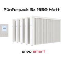 Evarmo - Elektroheizung Fünferpack 5x 1950 Watt Flächenspeicherheizung areo smart - digitales Thermostat mit LCD-Display - Option zur Appsteuerung von Evarmo - Elektroheizung Fünferpack 5x 1950 Watt Flächenspeicherheizung areo smart - digitales Thermostat mit LCD-Display - Option zur Appsteuerung von von EVARMO