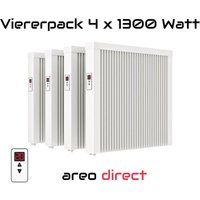 Elektroheizung Viererpack 4x 1300 Watt Flächenspeicherheizung areo direct - simples Thermostat - Appsteuerung ohne Zusatzhardware möglich von Evarmo von EVARMO