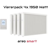 Elektroheizung Viererpack 4x 1950 Watt Flächenspeicherheizung areo smart - digitales Thermostat mit LCD-Display - Option zur Appsteuerung von Evarmo von EVARMO