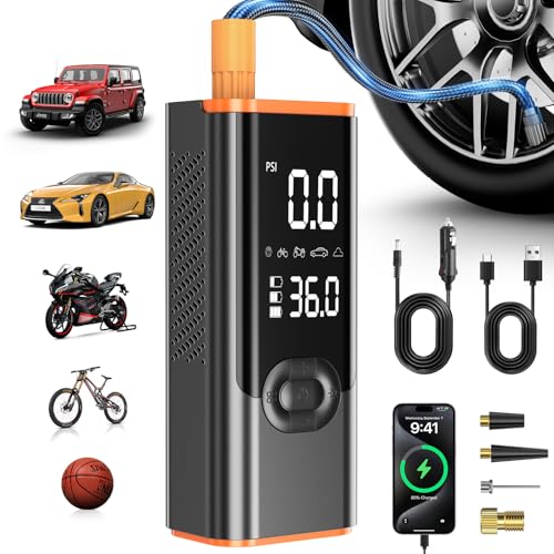 Akku Luftpumpe Fahrrad Kompressor Elektrische – Tragbare Mini Pumpe mit LCD Display für Auto Ball Reifen Matratze Camping Akku Luftpumpe Fahrrad Kompressor Elektrische – Tragbare Mini Pumpe mit LCD Display für Auto Ball Reifen Matratze Camping von EVARY