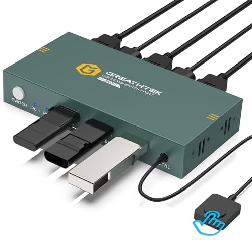 USB3.0 HDMI KVM Switch 2 PC 1 Monitore, 4K@60Hz KVM Switches für 2 Computer die sich Monitor, Tastatur und Maus, mit Desktop Controller und 2 USB 3.0 Kabeln, adaptive EDID USB3.0 HDMI KVM Switch 2 PC 1 Monitore, 4K@60Hz KVM Switches für 2 Computer die sich Monitor, Tastatur und Maus, mit Desktop Controller und 2 USB 3.0 Kabeln, adaptive EDID von EVATEK