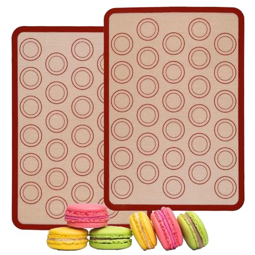 Backmatte für Macarons, 2 Stück Macaron Rechteckige Backmatte, Silikonbackpad, Macaron Silikon Backmatte, Rechteckiges Silikonbackpad, Antihaft, Für Macarons, Kekse, Pizza Matte, Rot von EVDZNA
