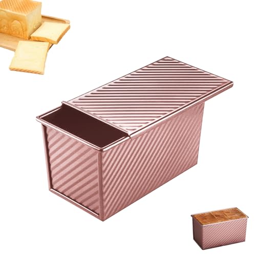 EVDZNA Brotbackform mit Deckel, 20,6x12x11cm Toastbrottopf, Toastbrotform Antihaft, Toastbrot Brotform Kastenform, Küche Backform, Toastbackblech mit Luftlöchern, für Brot, Toast, Kuchen, Rosa von EVDZNA