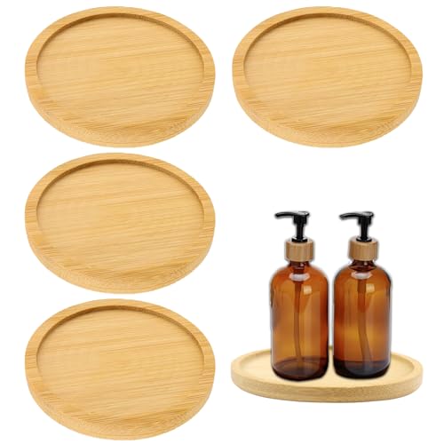 EVDZNA Holz Oval Holztablettsm Holztablett, 4 Stück Langes Dekoratives Tablett, 15,5 cm Schminktisch, Bambus Tablett für Topfpflanzen, Geeignet für Küche, Wohnzimmer und Bad von EVDZNA